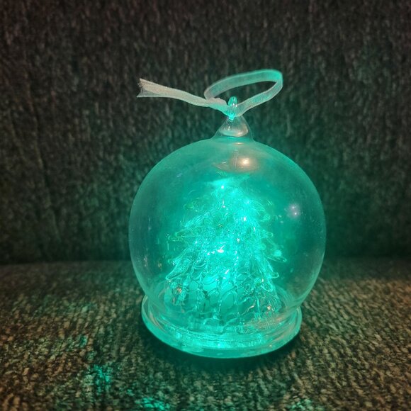 Glass Christmas Tree Ornament With Multicolor LED Lights - Picture 3 of 7
